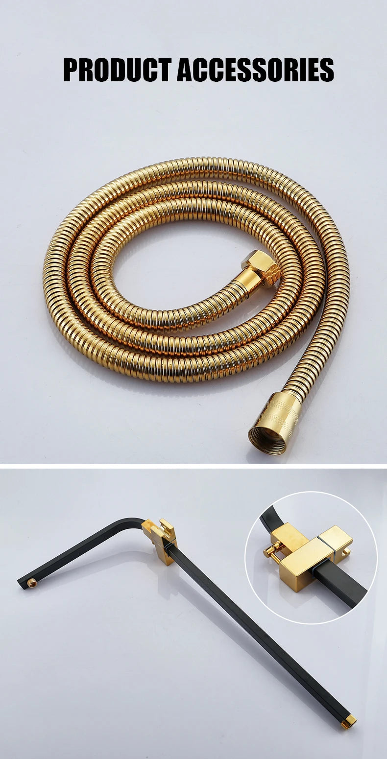 Hot Cold Shower System Bathroom LED Digital Shower Set Wall Mount Smart Thermostatic Bath Faucet Square Head SPA Rainfall Grifo