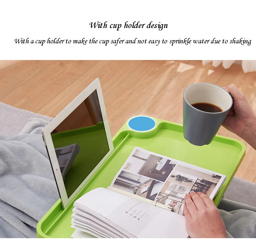 Folding Computer Desk With Cup Holder, Portable Bed Laptop Desks Creative Mobile Phone Card Slot Study Table Stand Notebook Desk