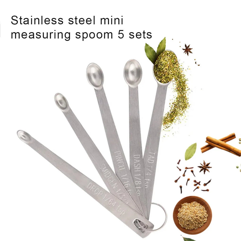5pcs/Set Small Measuring Spoon Stainless Steel Coffee Measuring Spoons Tea Seasoning Multiple Size Measuring Spoon Kitchen Tools