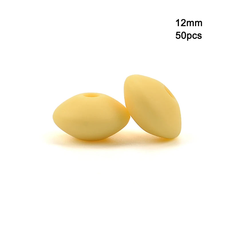 LOFCA 50pcs 12mm Silicone Lentil Beads Baby Teething Beads BPA-Free Food Grade Making Baby Oral Care Pacifier Chain  Accessorise