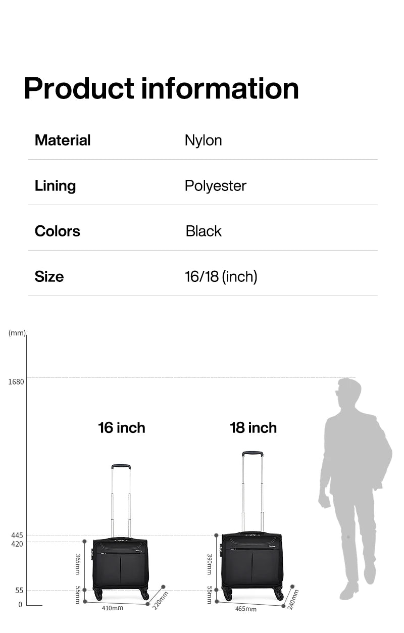 Hanke Men Business Travel Luggage Women Carry On Suitcase Spinner Wheels Rolling Bag 16 18 Inch