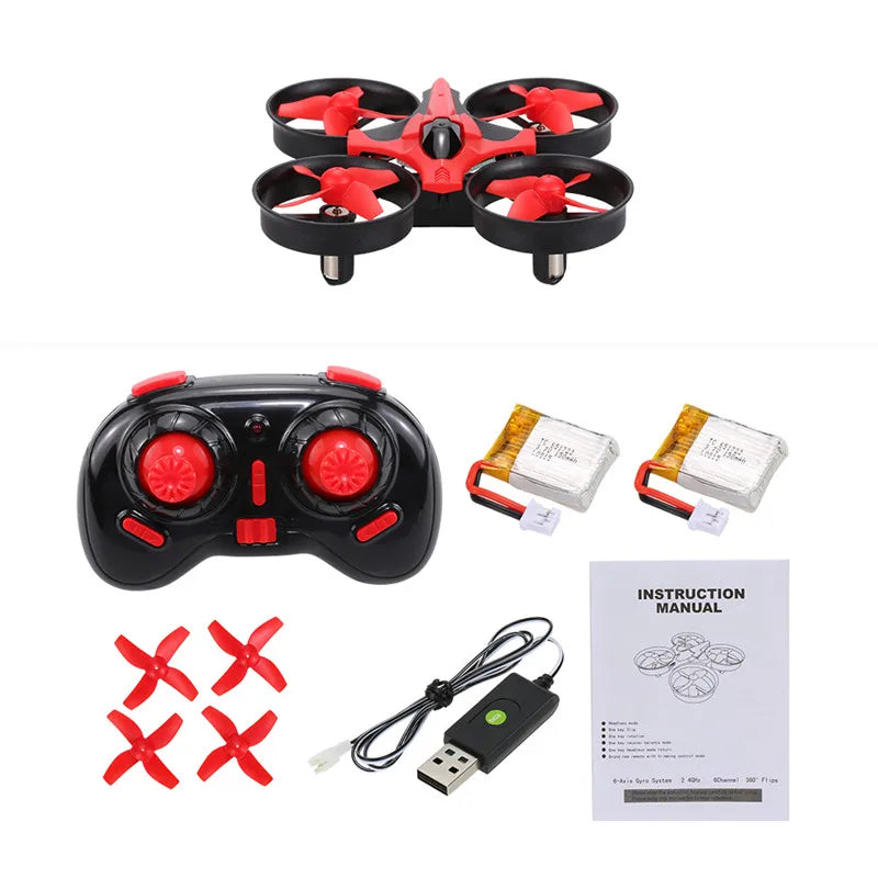 Eachine E010 Mini RC Quadcopter with 2 Extra Batteries-4-Axis Gyro 2.4G Drone for JJRC H36 DIY Parts Compatible