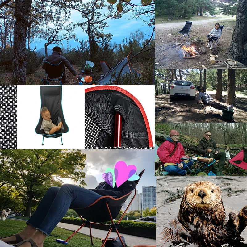 Portable Collapsible Chair Fishing Camping BBQ Stool Folding Extended Hiking Seat Garden Ultralight Outdoor Chair Foot Cover