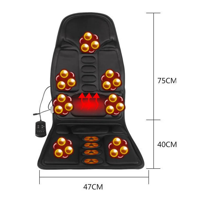 Car Home Office Full-Body Massage Cushion Heat 7 Motors Vibrate Mattress Back Neck Mat Chair Massage Relaxation Seat 12V