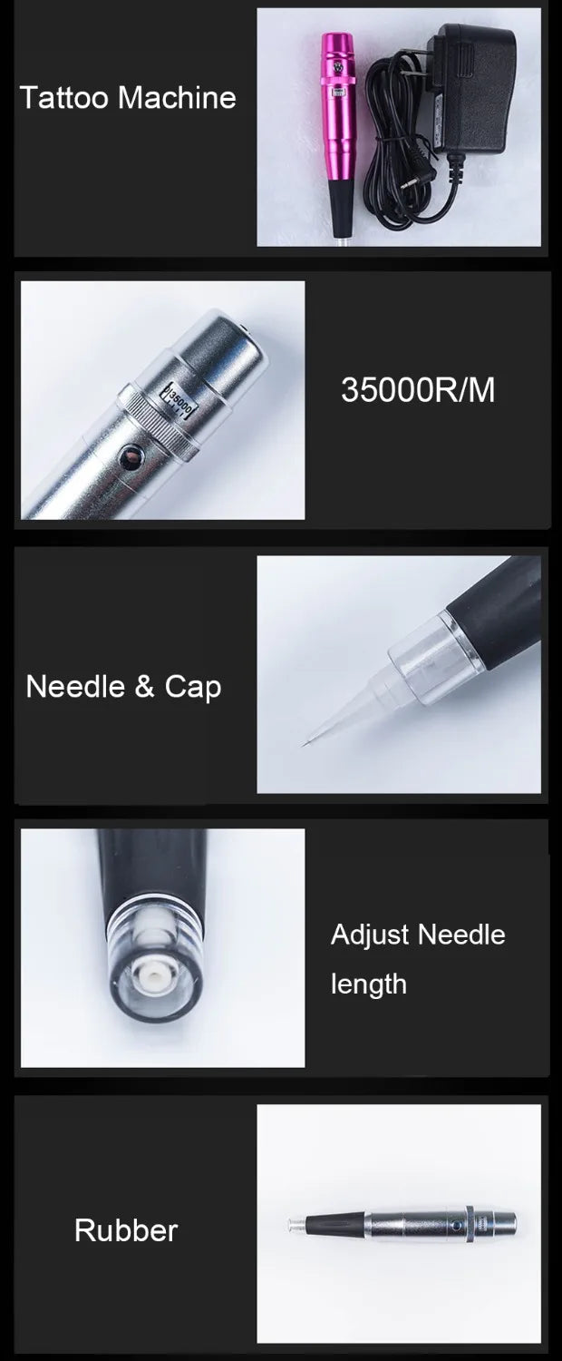 Permanent makeup Machine Rotary Tattoo Machines Pen Semi-PMU pens Eyebrow Lip Piercing Gun Tatuagem Microblading Supplies Kit