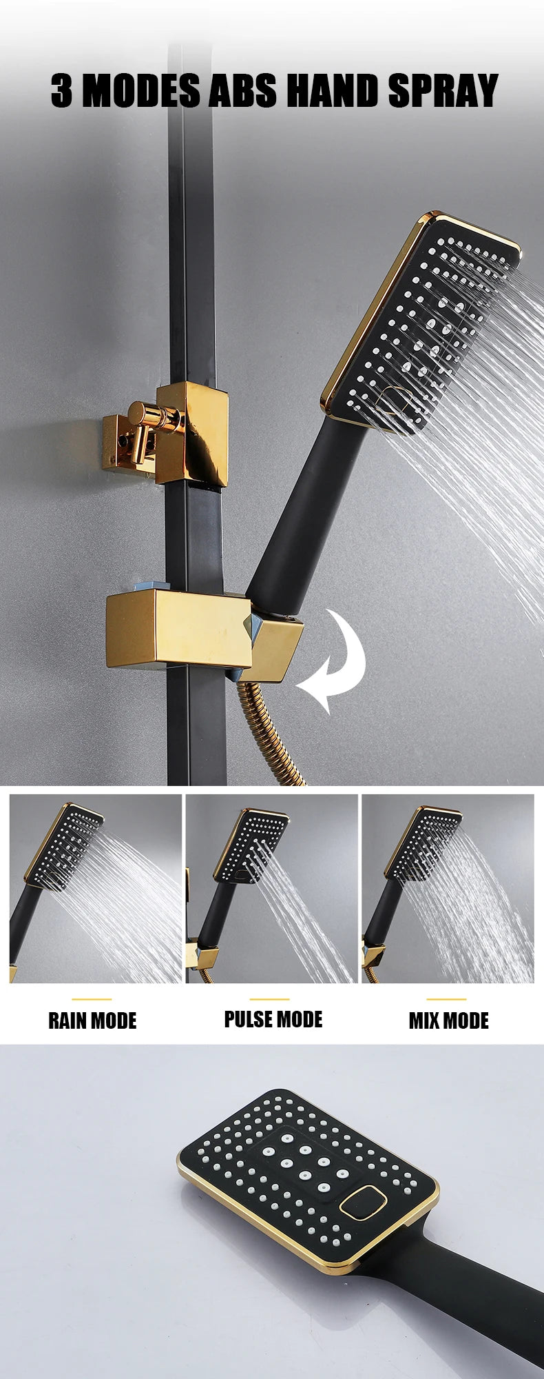 Hot Cold Shower System Bathroom LED Digital Shower Set Wall Mount Smart Thermostatic Bath Faucet Square Head SPA Rainfall Grifo