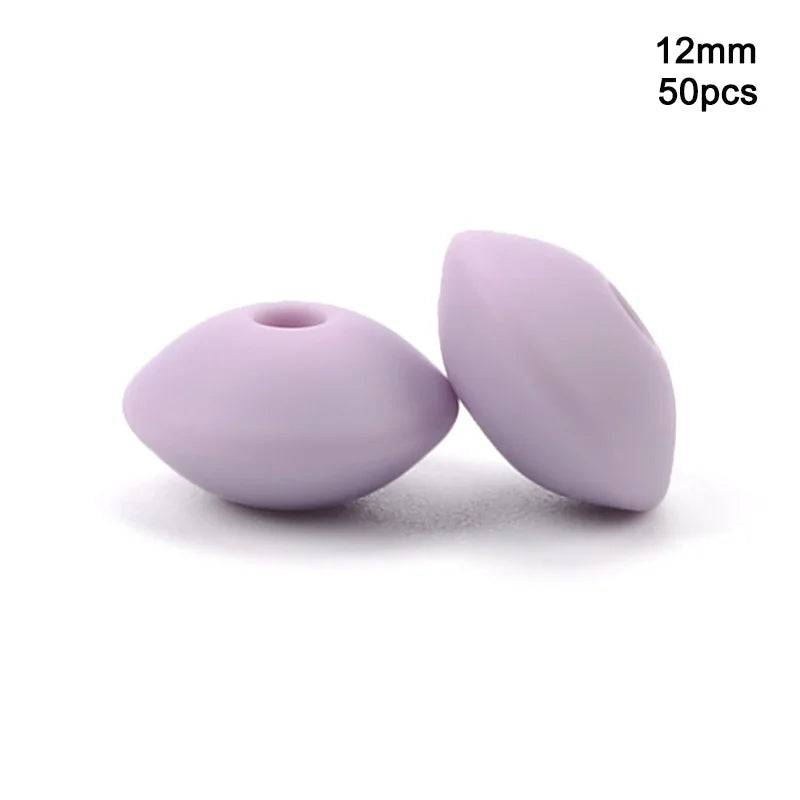 LOFCA 50pcs 12mm Silicone Lentil Beads Baby Teething Beads BPA-Free Food Grade Making Baby Oral Care Pacifier Chain  Accessorise
