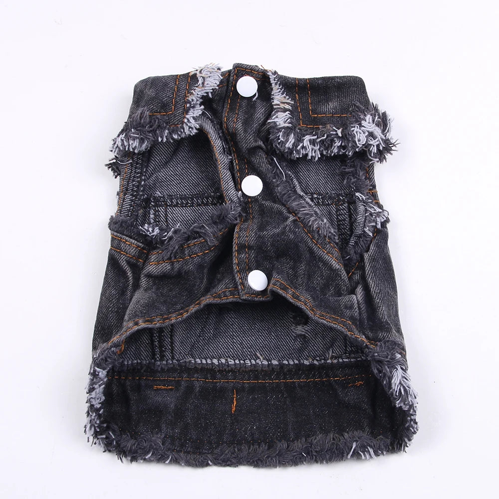 Dog Jeans Jacket Cute Casual Blue Denim Coat Vest Pet Puppy Clothes Apparel 6 Sizes 2 Colours