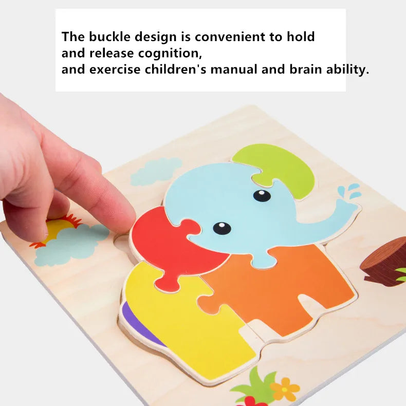 Baby Wooden 3D Puzzles Tangram Shapes Learning Educational Cartoon Animal Intelligence Jigsaw Toys For Children Gift