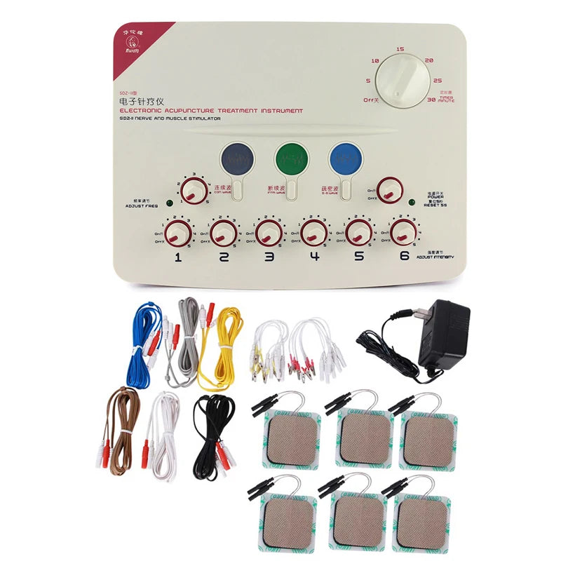 SDZ-II Nerve and Muscle Stimulator 6 Channels Output TENS Electro Acupuncture Treatment Massage Instrument 3 Waveform 110V 220V