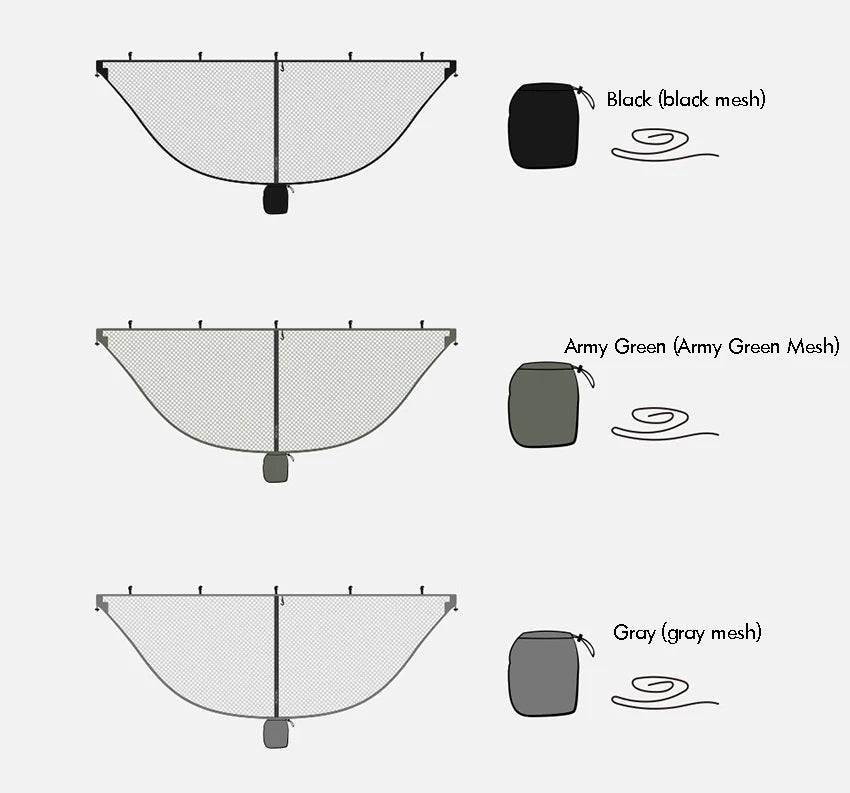 Hammock Bug Netting, 210T Nylon Mesh, with Drawstring Bag, 6 Meters Rope, Double Sided Zipper Camping Hammock Mosquito Netting