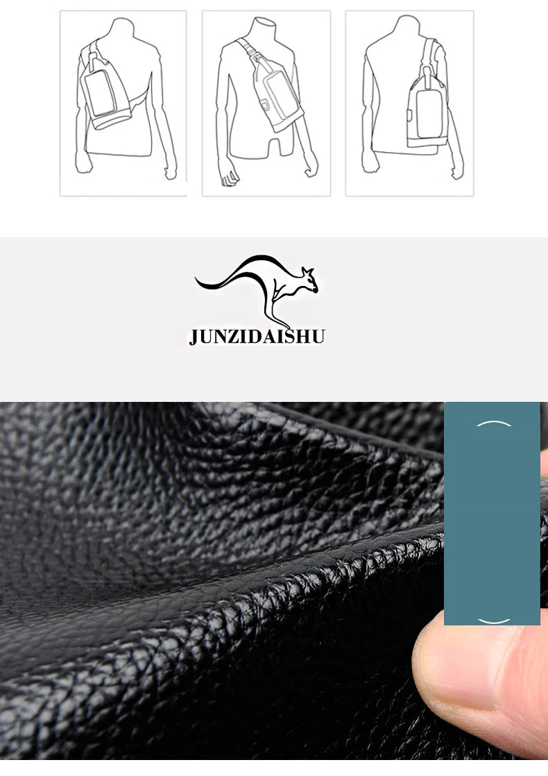 Men's Chest Pack Crossbody Bag Luxury Design Durable PU Leather Handbag Chest Bag Vintage Leisure Men's Handbag Shoulder Bag