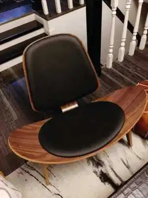 JOYLIVE Modern Lounge Three-Legged Shell Chair Ash Plywood Fabric Upholstery Living Room Furniture