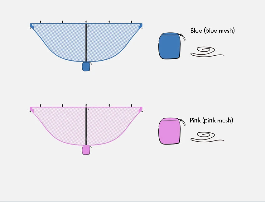 Hammock Bug Netting, 210T Nylon Mesh, with Drawstring Bag, 6 Meters Rope, Double Sided Zipper Camping Hammock Mosquito Netting