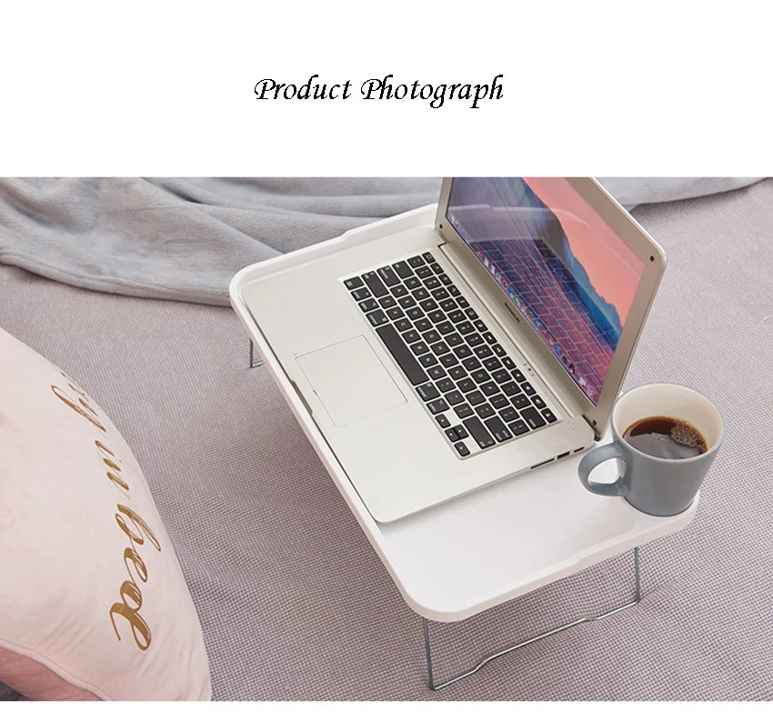 Folding Computer Desk With Cup Holder, Portable Bed Laptop Desks Creative Mobile Phone Card Slot Study Table Stand Notebook Desk
