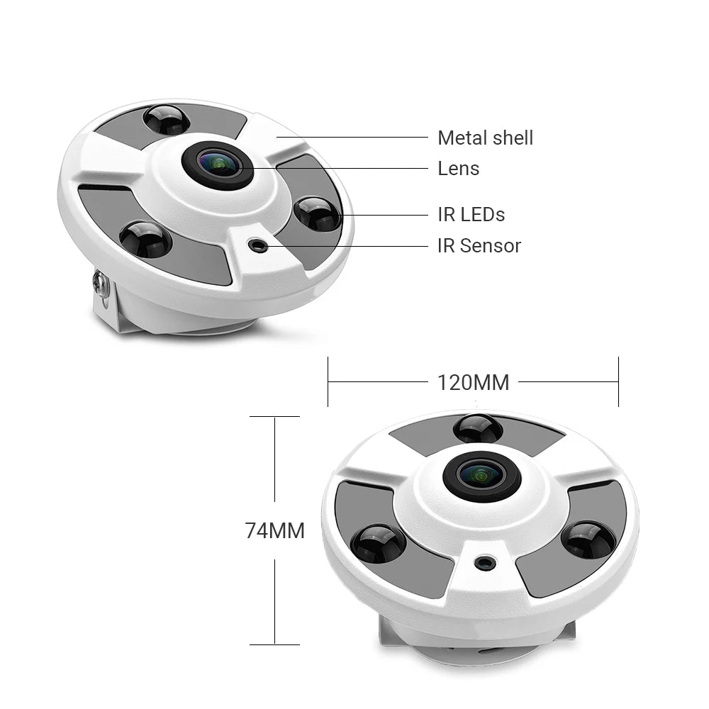 1.7MM Fish Eye Panoramic AHD Camera 5MP 1080P Optioanl High Resolution IR Nightvision IR Nightvision Home Surveillance Camera