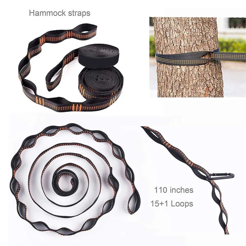280cm length Super Strong Hammock Strap Hanging Hammock Belt Hamaca Hamak for Camping,Traveling,Portable Hanging Tree Rope