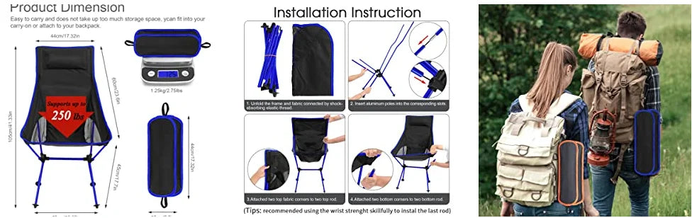 Outdoor Portable Camping Chair Oxford Cloth Folding Lengthen Camping Seat for Fishing BBQ Festival Picnic Beach Ultralight Chair