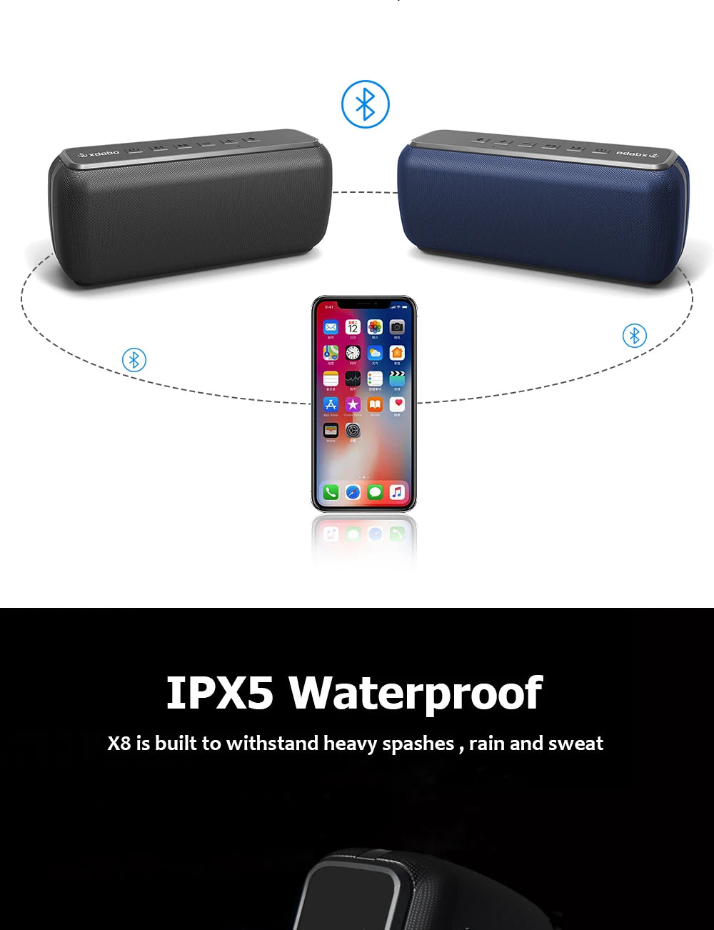 60W Xdobo X8II Bluetooth Speaker TWS Wireless Portable Subwoofer Waterproof 6600mAh Powerful Bass AUX FM Outdoor Fun Camping