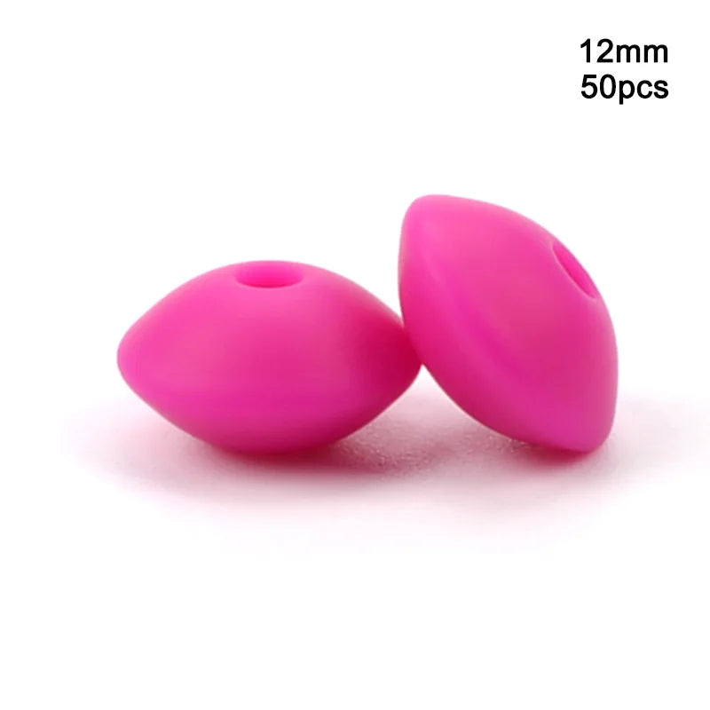 LOFCA 50pcs 12mm Silicone Lentil Beads Baby Teething Beads BPA-Free Food Grade Making Baby Oral Care Pacifier Chain  Accessorise