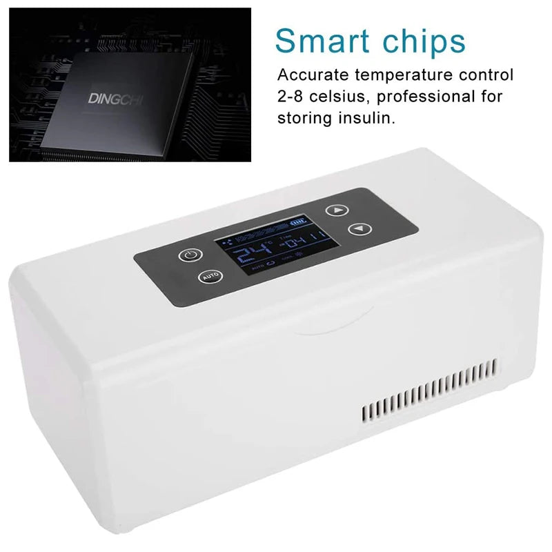 Rechargeable Mini Insulin Cooler Refrigerator Case Insulated Box Reefer Car Constant Temp 2-8℃ Organizer Storage for Travel