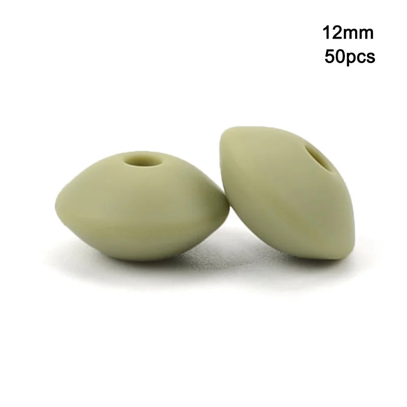 LOFCA 50pcs 12mm Silicone Lentil Beads Baby Teething Beads BPA-Free Food Grade Making Baby Oral Care Pacifier Chain  Accessorise