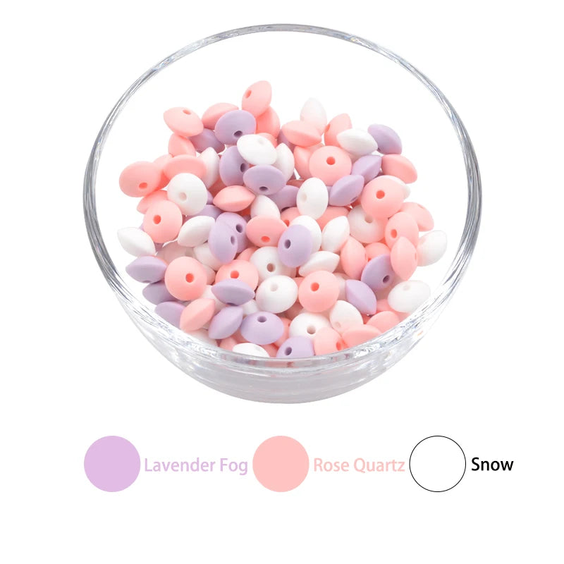 LOFCA 50pcs 12mm Silicone Lentil Beads Baby Teething Beads BPA-Free Food Grade Making Baby Oral Care Pacifier Chain  Accessorise