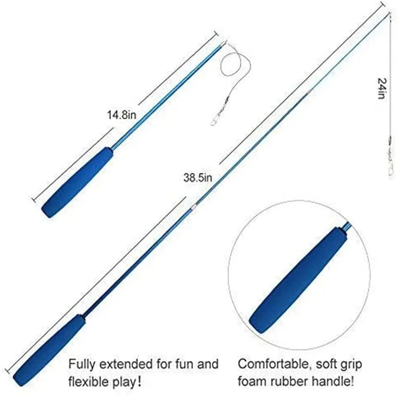 Interactive Cat Feather Toy Feather Teaser Stick Wand Pet Retractable Feather Bell Refill Replacement Catcher Product for Kitten