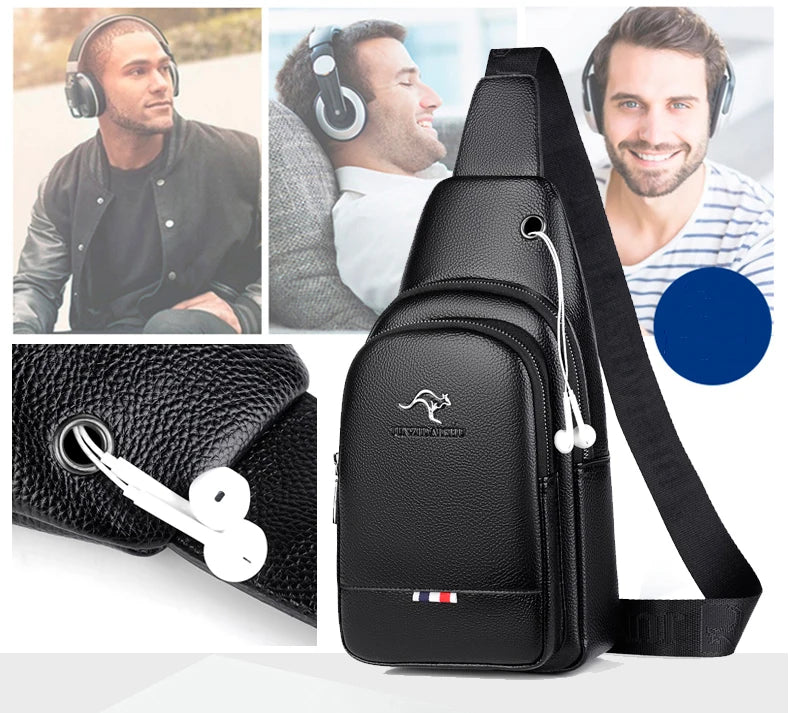 Men's Chest Pack Crossbody Bag Luxury Design Durable PU Leather Handbag Chest Bag Vintage Leisure Men's Handbag Shoulder Bag