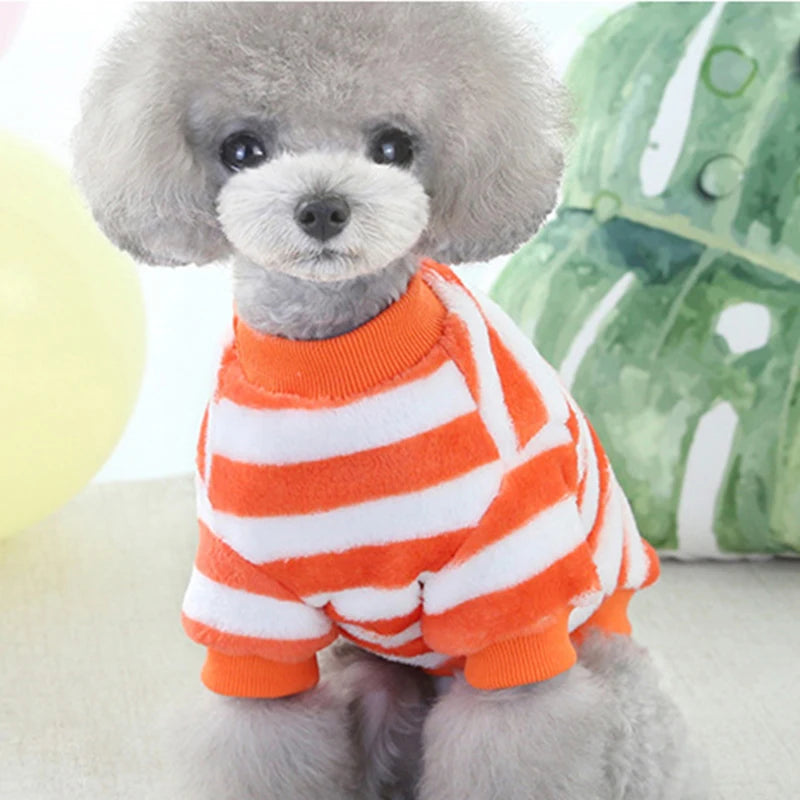 Soft Flannel Warm Dog Clothes Winter Dogs Hoodie Sweatshirt For Puppy Cat Rainbow Striped Clothing Chihuahua Shih Tzu Apparel