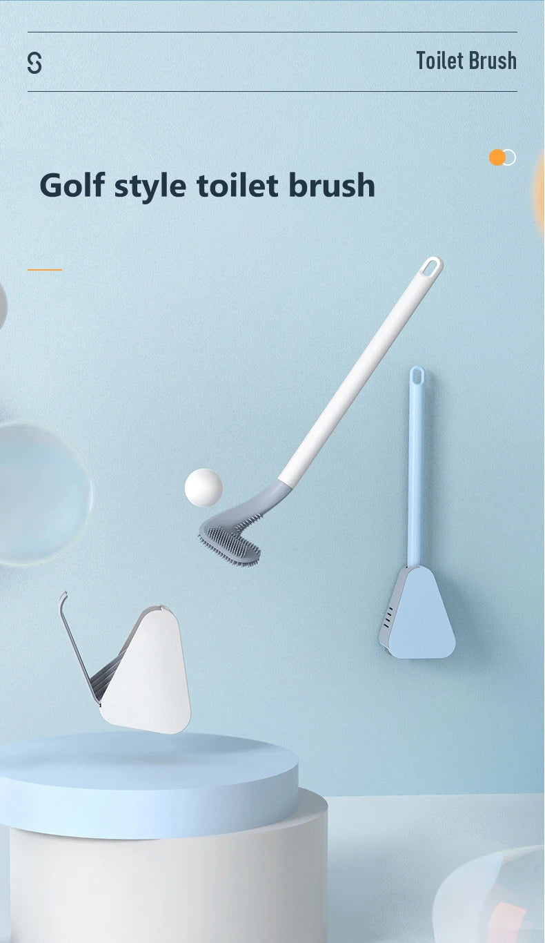 Silicone Golf Shape Toilet Brush with Holder Set  Toilet Cleaner Brush Wall Mounted Toilet Brush and Drying Holder for Bathroom