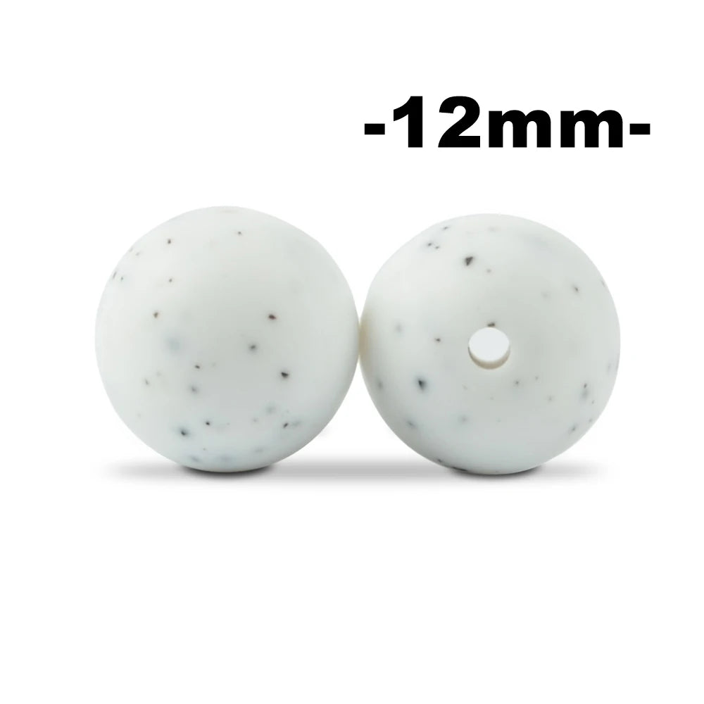 LOFCA 12mm 100pcs Silicone Beads Round Teether Baby Nursing Necklace Pacifier Clip Oral Care BPA Free Food Grade Colorful