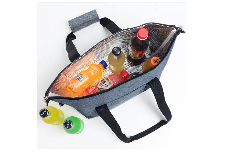 Folding Cooler Bag Large Capacity Ice Pack Outdoor Portable Aluminum Foil Fresh-Keeping Picnic Bag Multifunctional Shopping bag