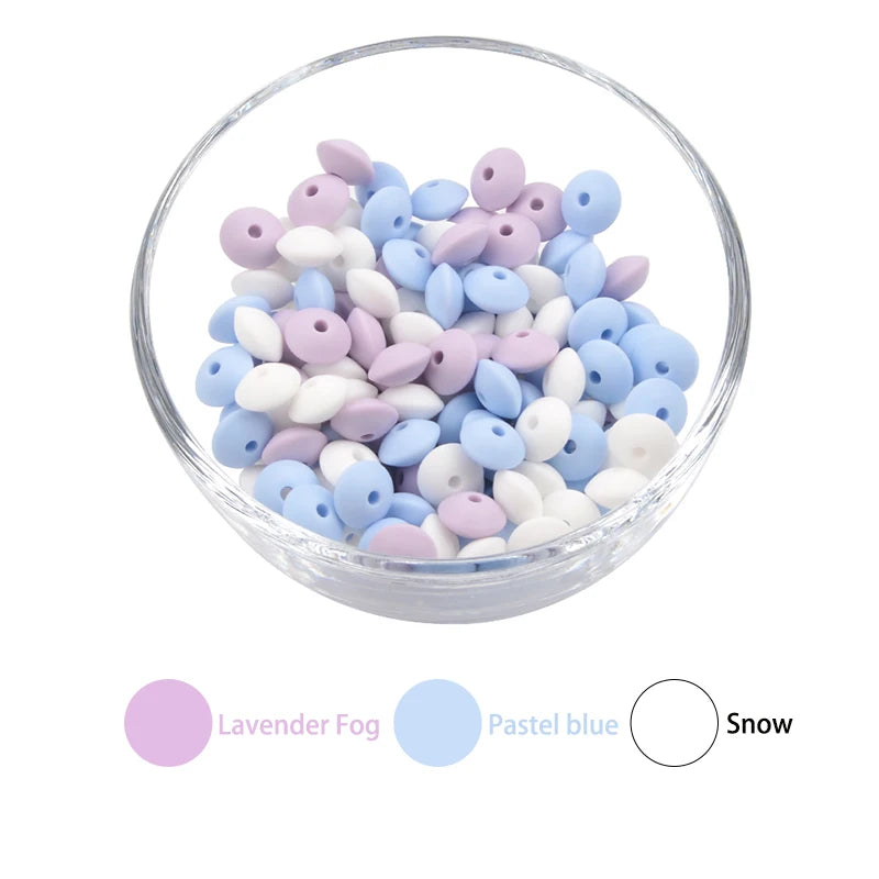 LOFCA 50pcs 12mm Silicone Lentil Beads Baby Teething Beads BPA-Free Food Grade Making Baby Oral Care Pacifier Chain  Accessorise