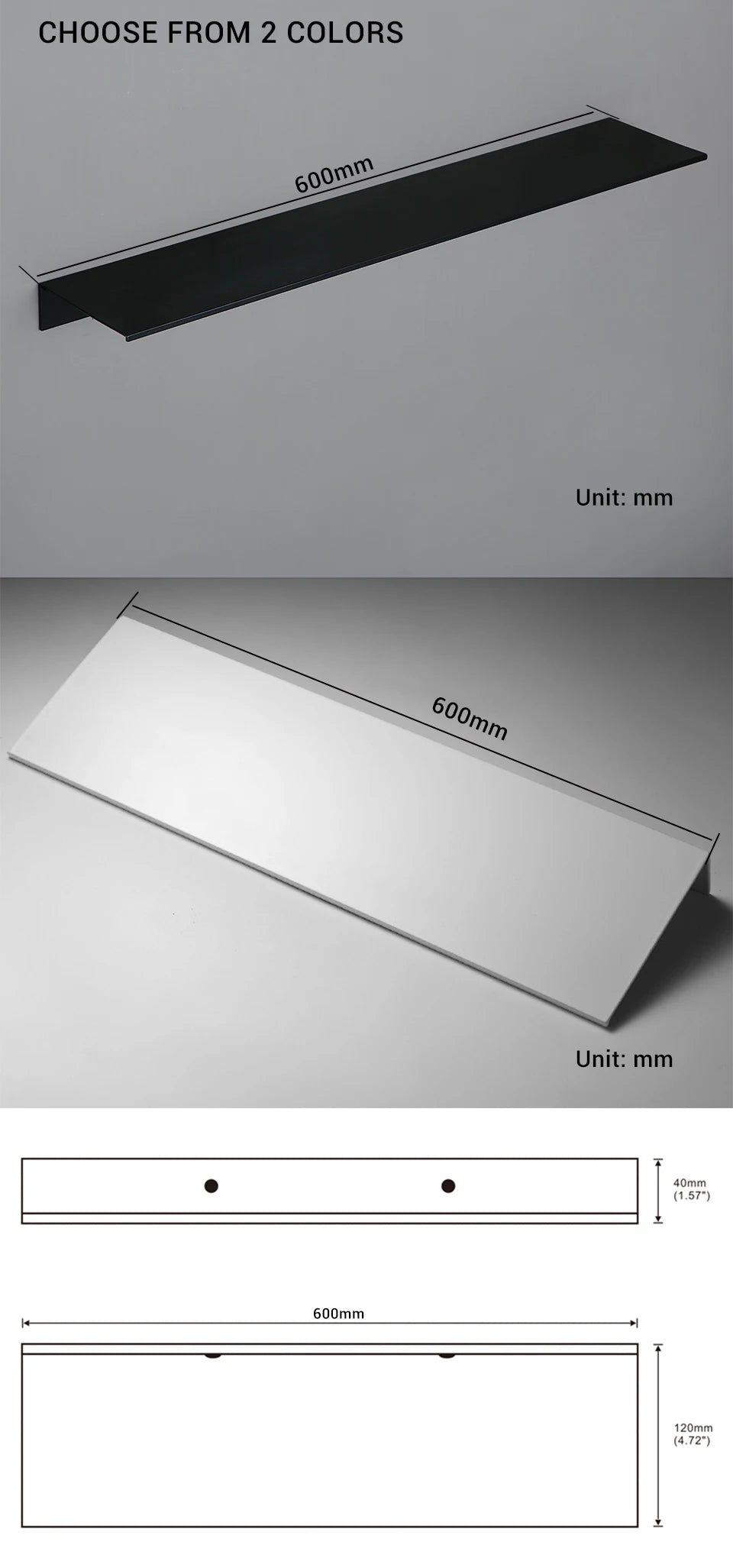 Black White Aluminum Alloy Wall-Mounted Kitchen Shower Room Bedroom Device Bathroom Accessories Organizer Shelf