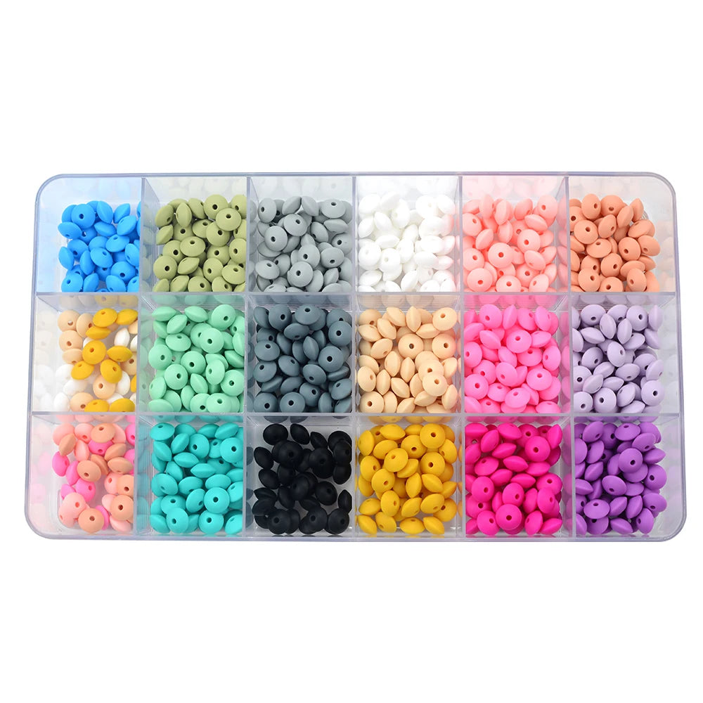 LOFCA 50pcs 12mm Silicone Lentil Beads Baby Teething Beads BPA-Free Food Grade Making Baby Oral Care Pacifier Chain  Accessorise