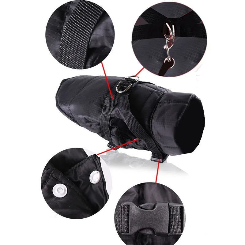 Warm Padded Vest for Dogs Red Black Dog Clothes Winter Apparels Puppy Coat Harness Jacket Waterproof Pet Clothing Costume XS-XXL