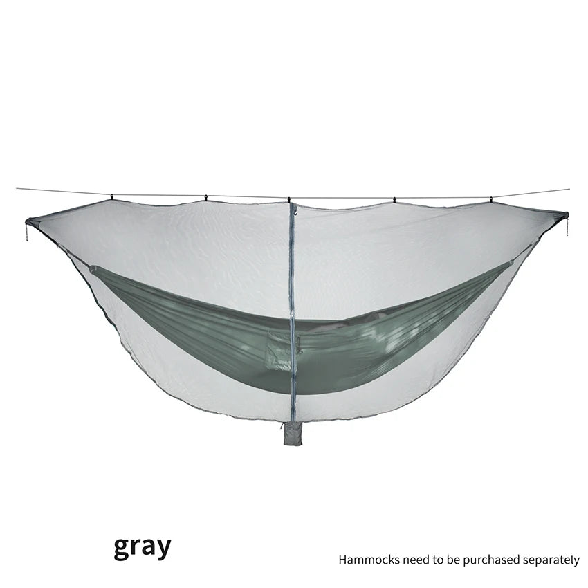 Hammock Bug Netting, 210T Nylon Mesh, with Drawstring Bag, 6 Meters Rope, Double Sided Zipper Camping Hammock Mosquito Netting