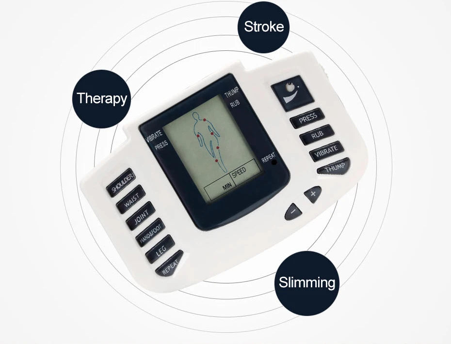 JR309 EMS Tens Massage Unit +16 Pads Russian Electrical Pulse Acupuncture Full Body Relax Muscle Massager Stimulator