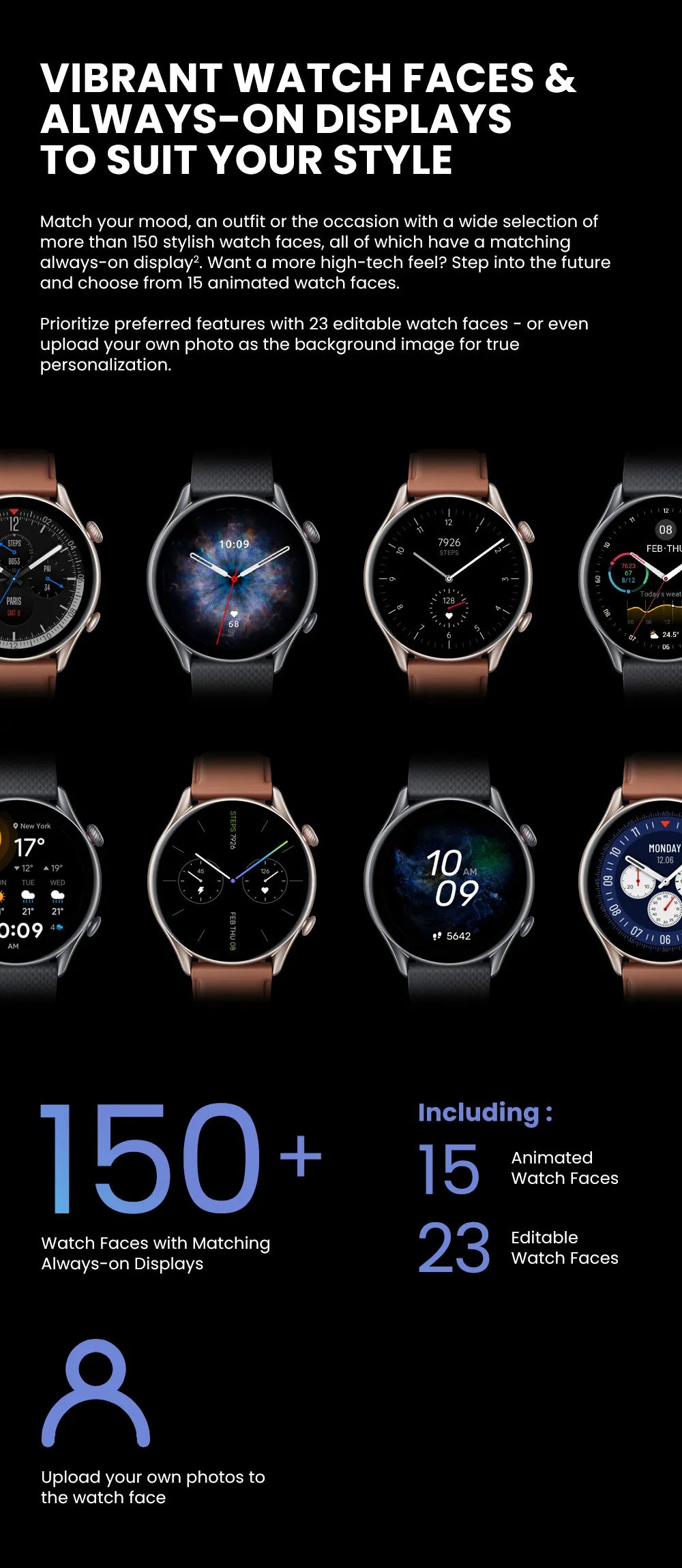 Amazfit GTR 3 Pro GTR3 Pro GTR-3 Pro 46mm Smartwatch AMOLED Display Zepp OS App 12-day Battery Life Watch  150+Sports Modes