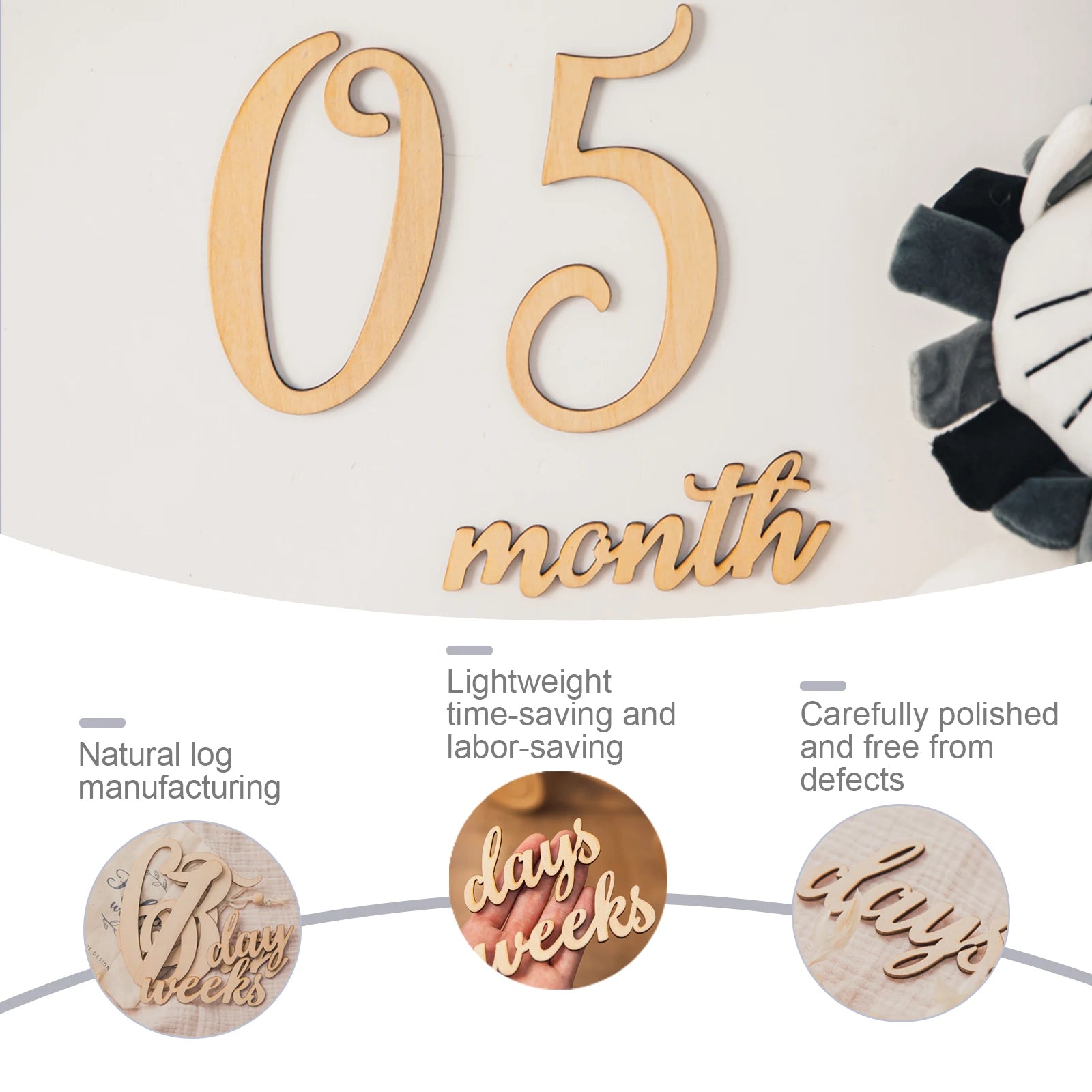 19pcs/lot Baby Milestone Number Monthly Memorial Cards Newborn Baby Wooden Engraved Age Photography Accessories Birthing Gift