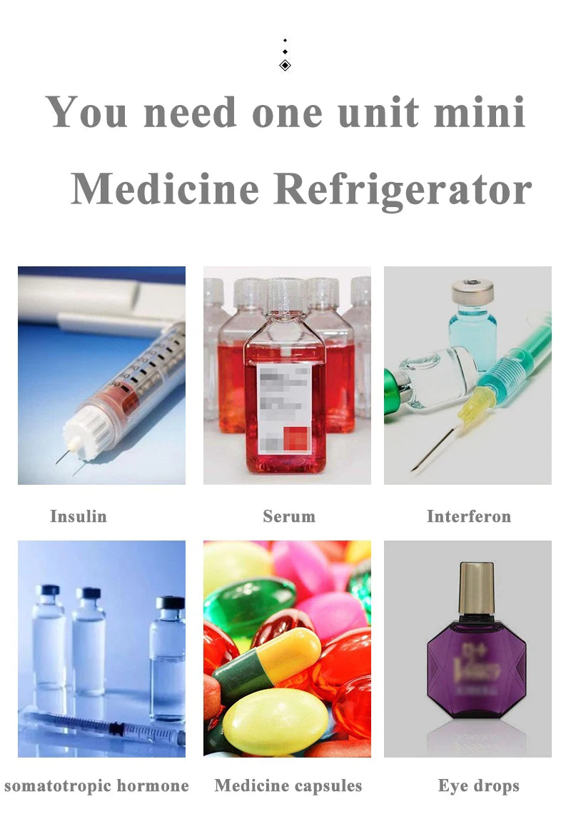 Mini Portable Insulin Refrigerator Mini-Fridge Cooler For Insulin Serum Interferon Capsules Battery 7800mAh Capacity 260 ML