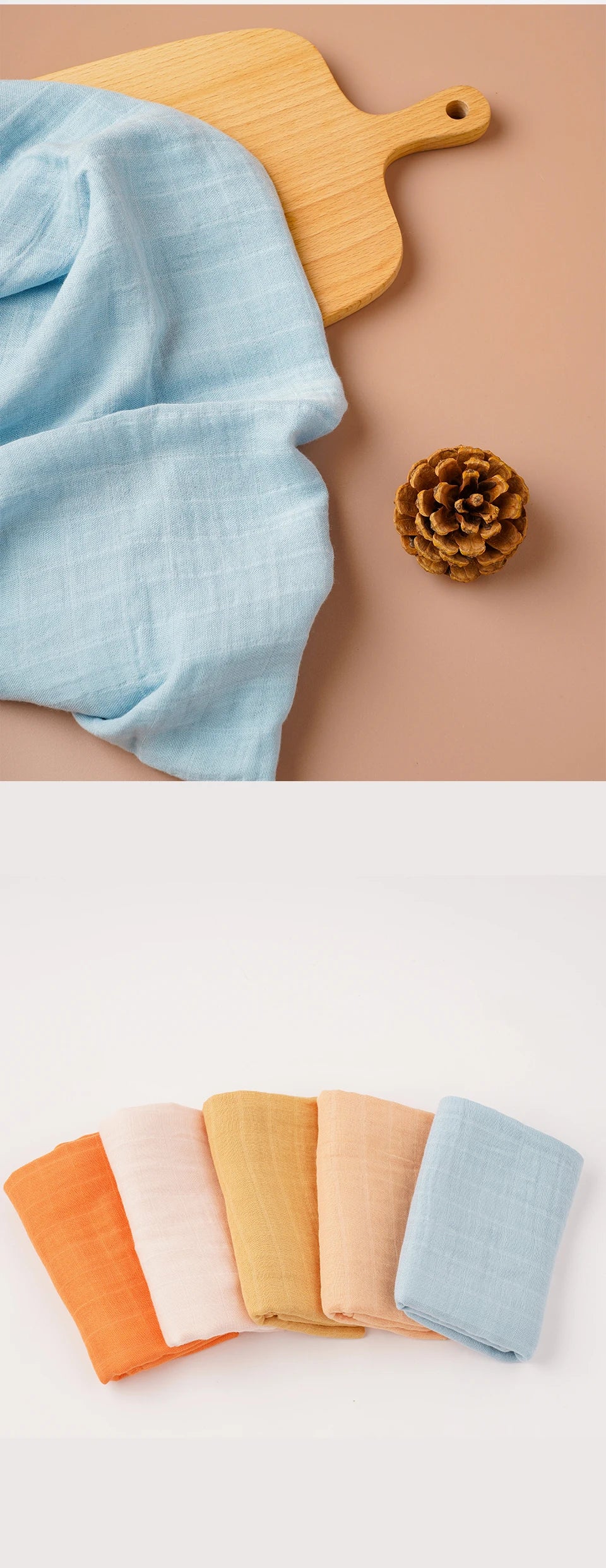 Kangobaby #My Soft Life# 5 Pieces Pack Multi-Functional Bamboo Cotton Muslin Blanket Baby Burp Cloth Set