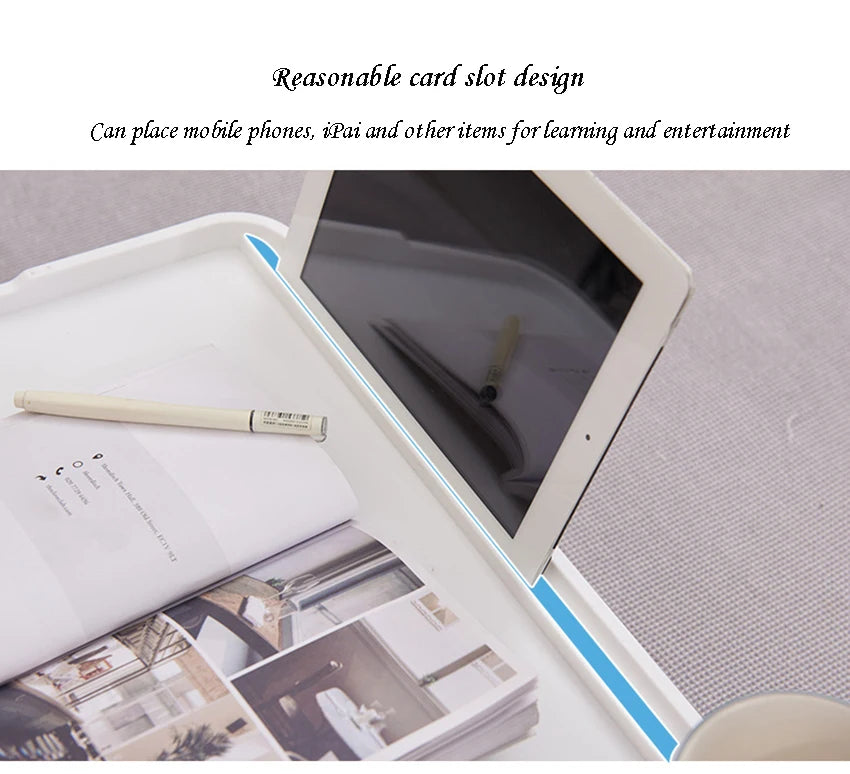 Folding Computer Desk With Cup Holder, Portable Bed Laptop Desks Creative Mobile Phone Card Slot Study Table Stand Notebook Desk