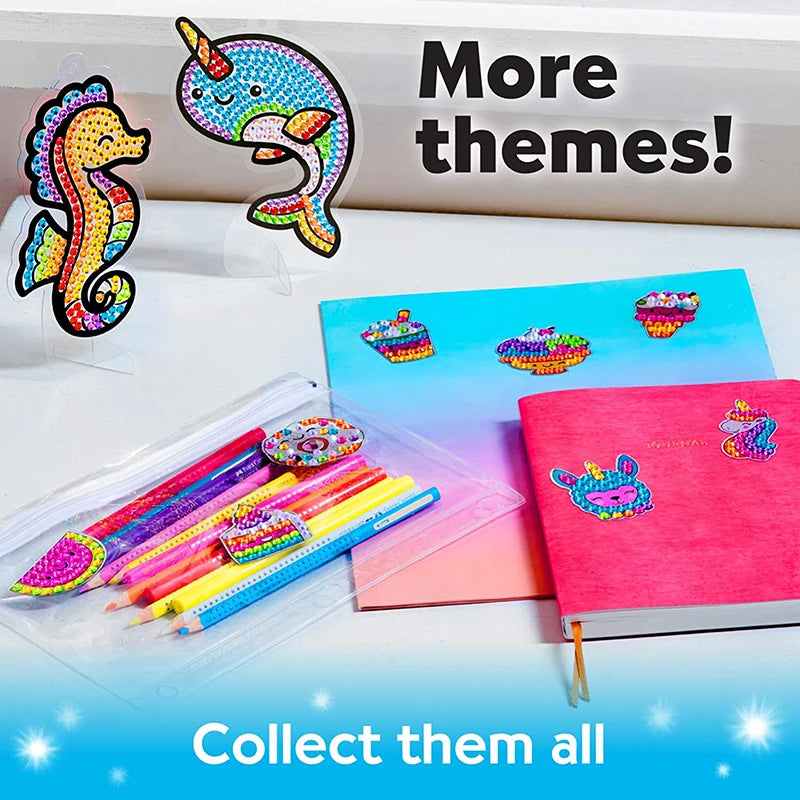 12 Create Big Gem Diamond Painting Sticker Kit Art Craft Girls Boys Unicorn Animal Sealife Magical Mosaic Dot Sticky Toys Gifts