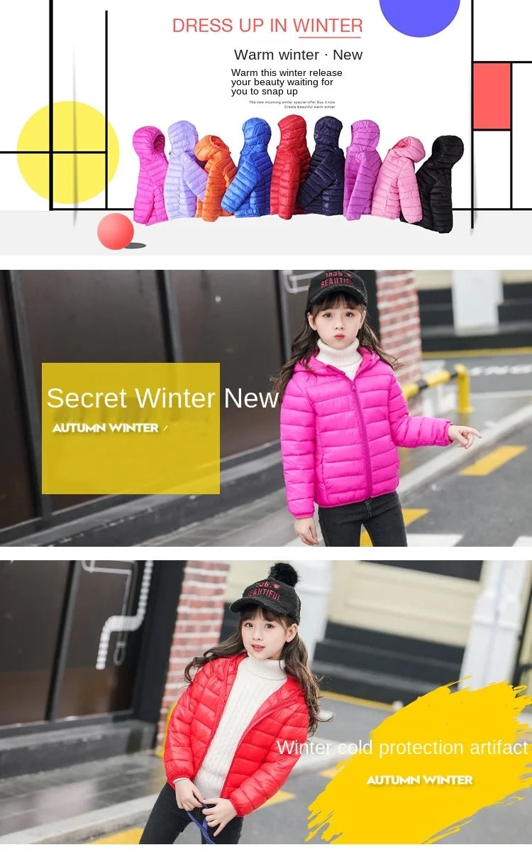 New Fashion Children Jacket Outerwear Boys and Girl Autumn Clothes Warm Down Hooded Coat Teenage Parka Kids Winter Clothing