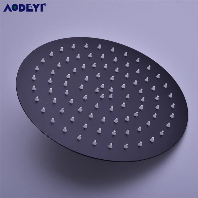 AODEYI Brass Extension Gooseneck Square Wall Mount Shower Arm Ultrathin Bathroom Shower Head Set