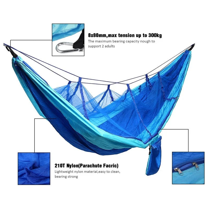 Camping Hammock with Mosquito Net&Rainfly Tent Tarp & Tree Straps,Portable Nylon Hammock Tent for Camping Hiking Backyard Travel