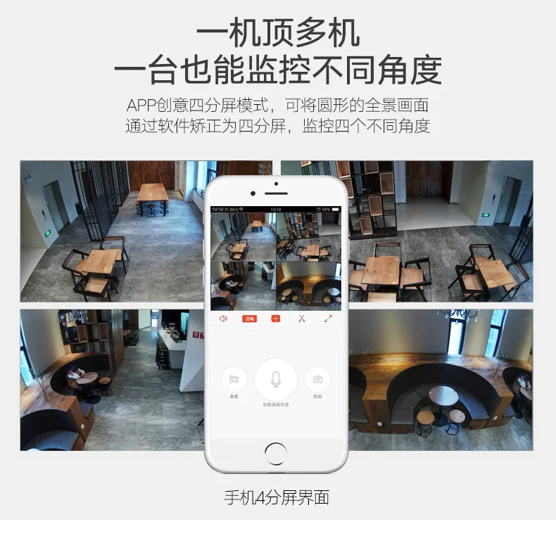 Xmeye ICsee Remote Monitoring Infrared 5MP Indoor 256G Audio Motion Detect VR 360-Degree Panoramic WIFI IP Surveillance Camera