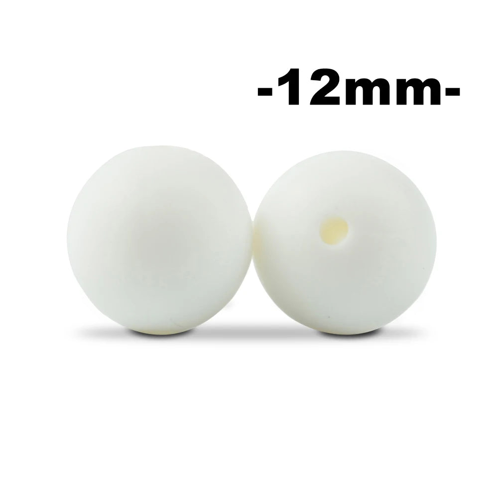 LOFCA 12mm 100pcs Silicone Beads Round Teether Baby Nursing Necklace Pacifier Clip Oral Care BPA Free Food Grade Colorful